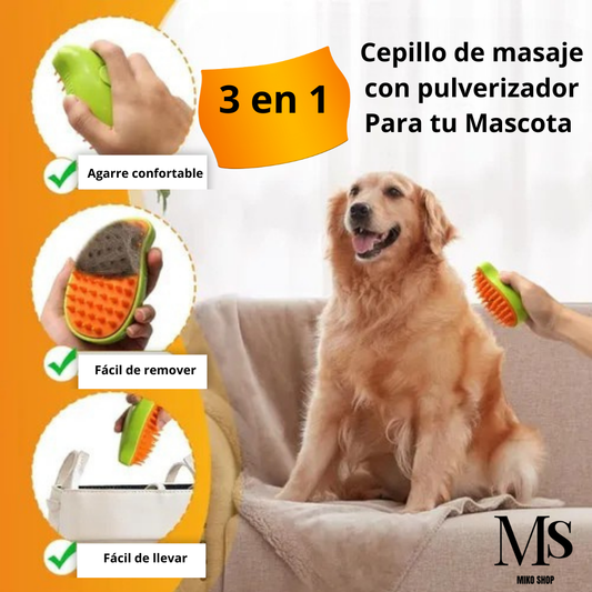 Cepillo A Vapor Para Mascotas 3 en 1